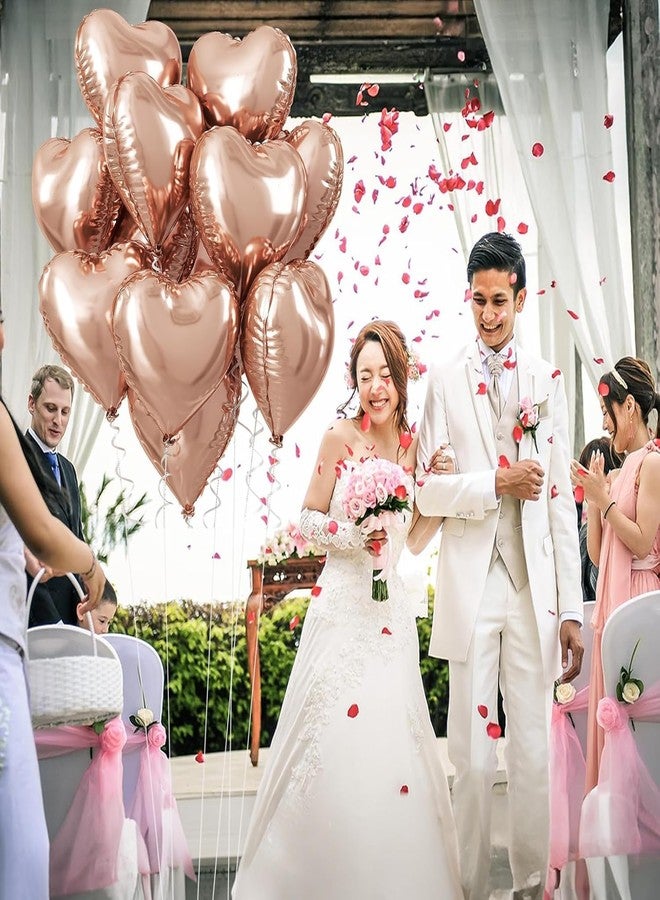AMFIN® (Pack of 5) 18 Inch Rosegold Heart Shaped Balloons, Heart Shape Balloons for Decoration, Rosegold Heart Balloons for Decoration, Rosegold Heart foil Balloons, Valentine Balloons - Rosegold - Image 4